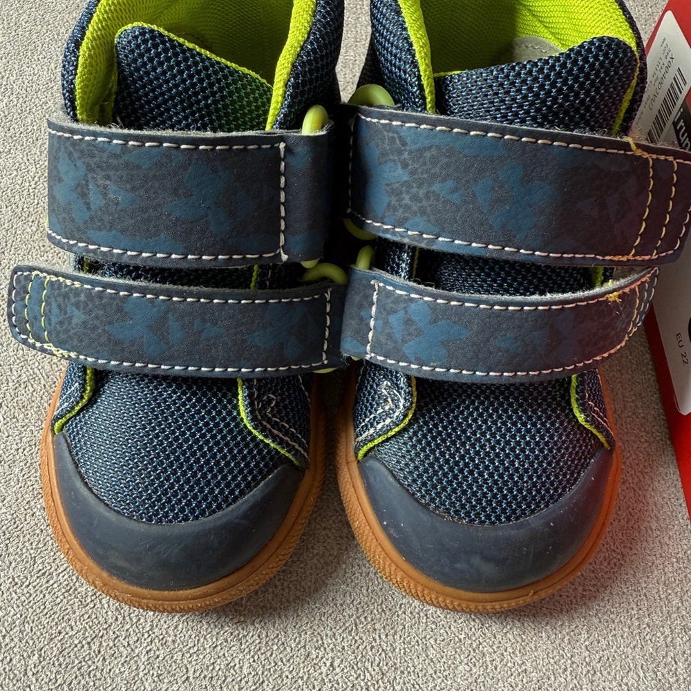 See Kai Run Navy Blue and Lime Green Kids Sneakers